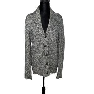 Express Small Gray Marled Knit Shawl Collar Button Cardigan Career Office